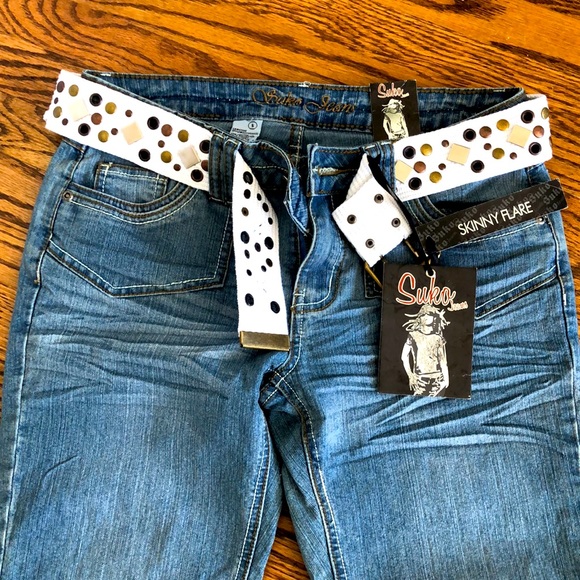 Suko Jeans, Skinny flare cropped leg with belt - Picture 3 of 10